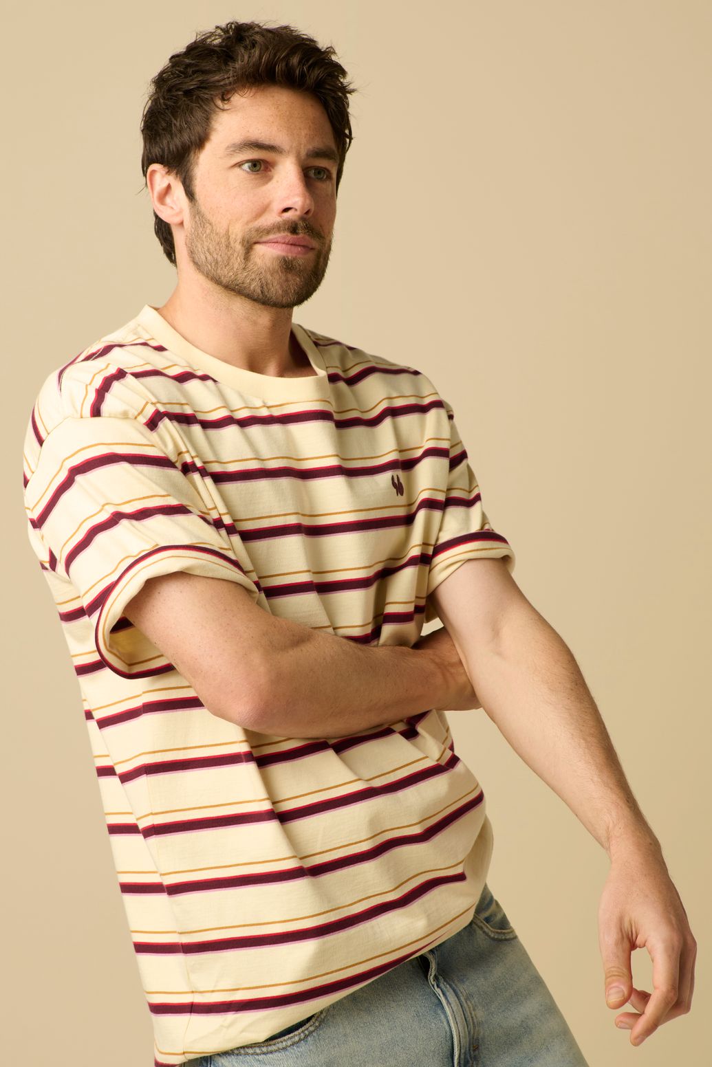 Gestreiftes T-Shirt - weiß