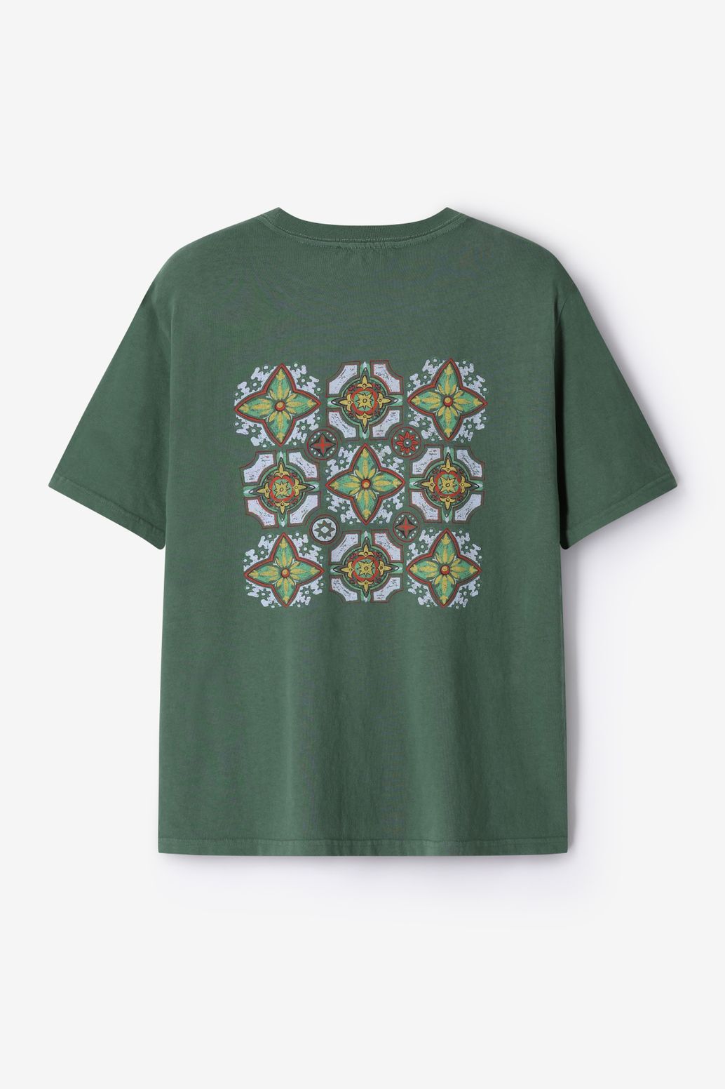 Donkergroen T-shirt met artwork
