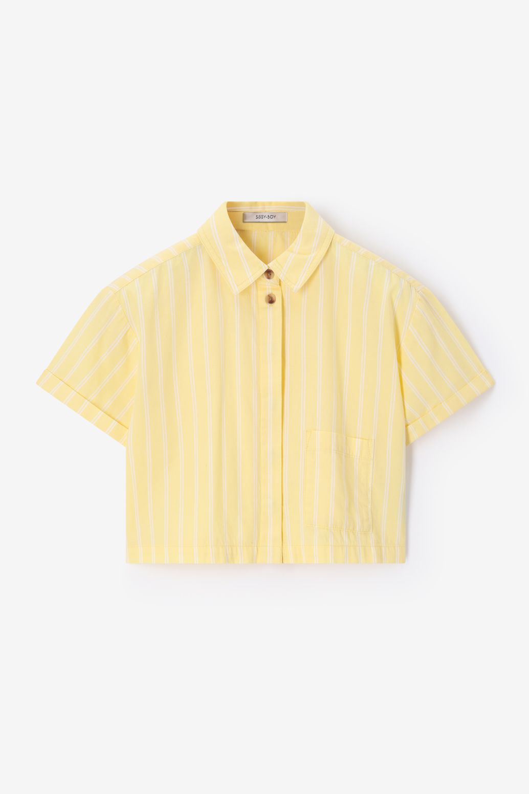 Blouse courte rayée - jaune