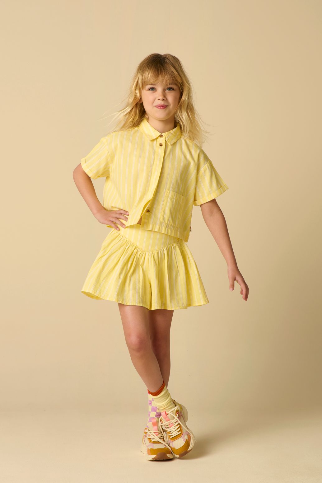 Gestreifte Bluse in Cropped-Optik - gelb