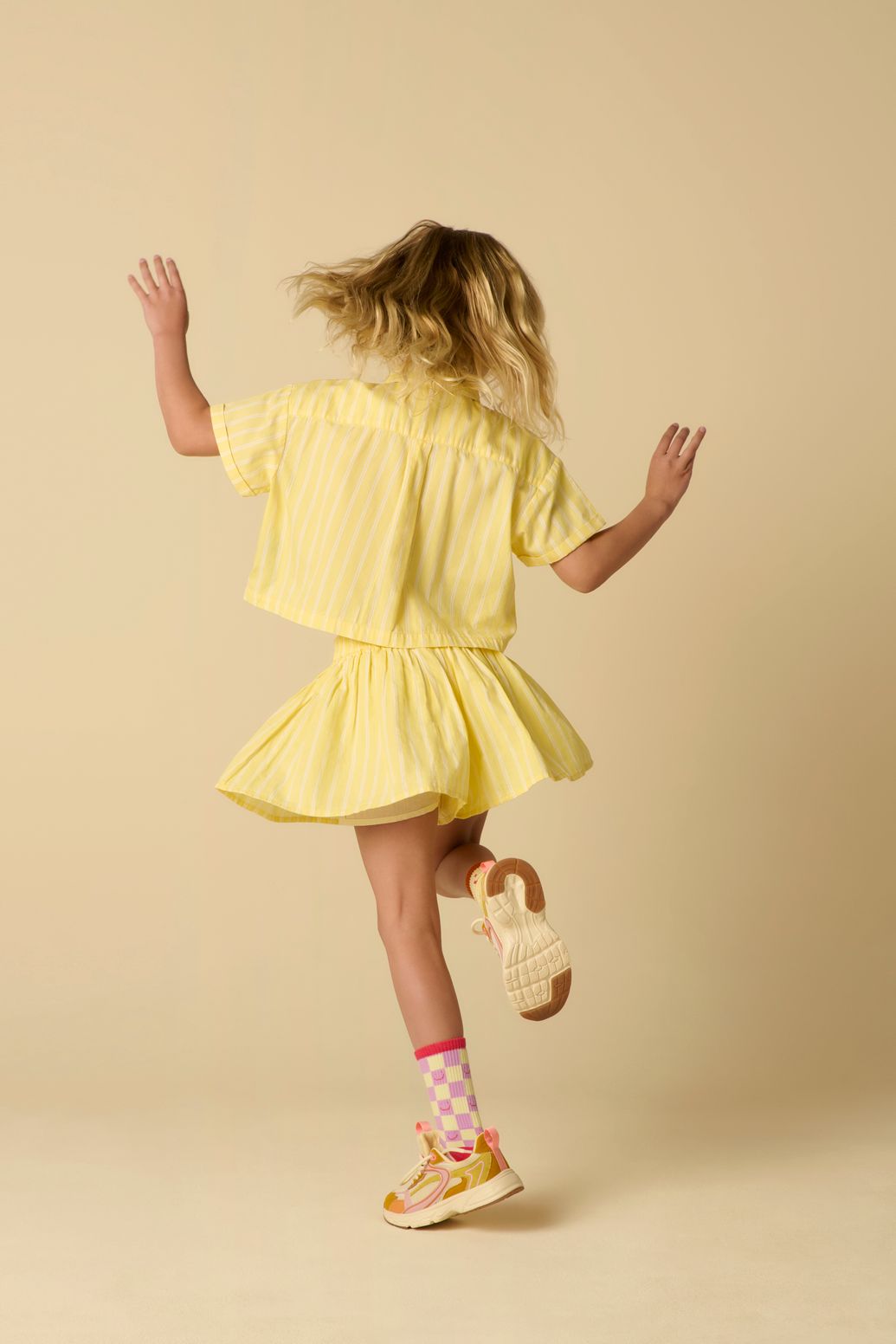 Blouse courte rayée - jaune