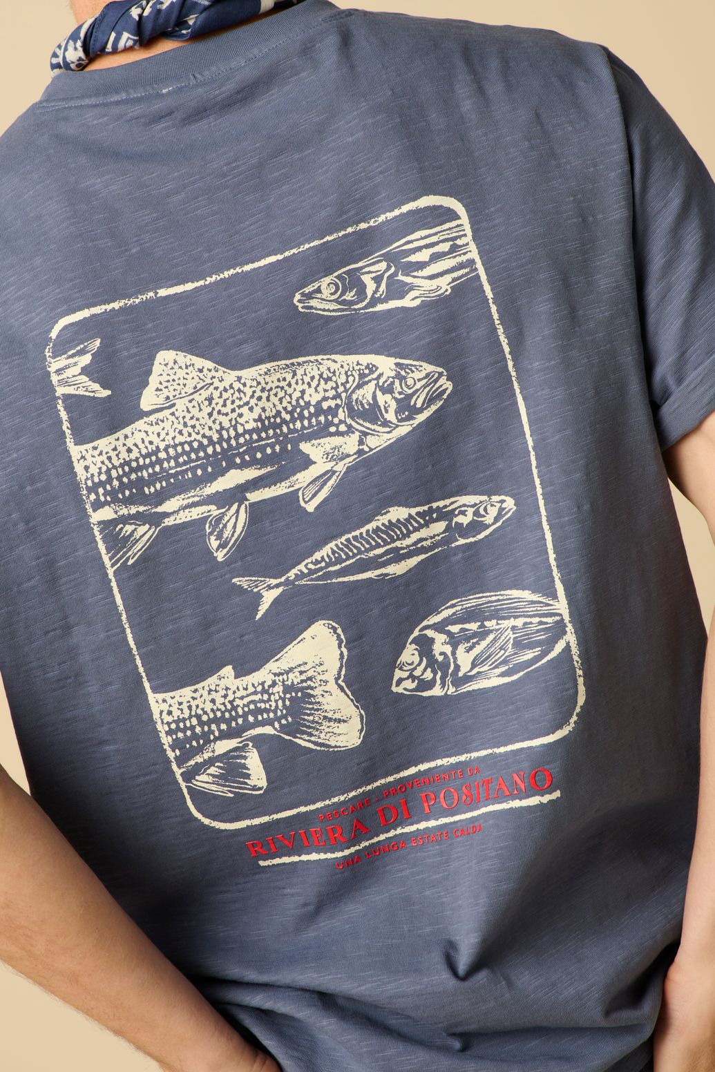 T-Shirt mit Artwork-Print - dunkelblau