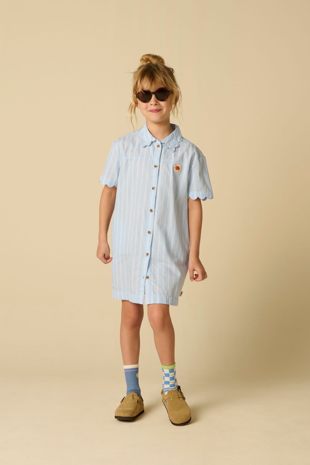 Gestreiftes Kleid - hellblau