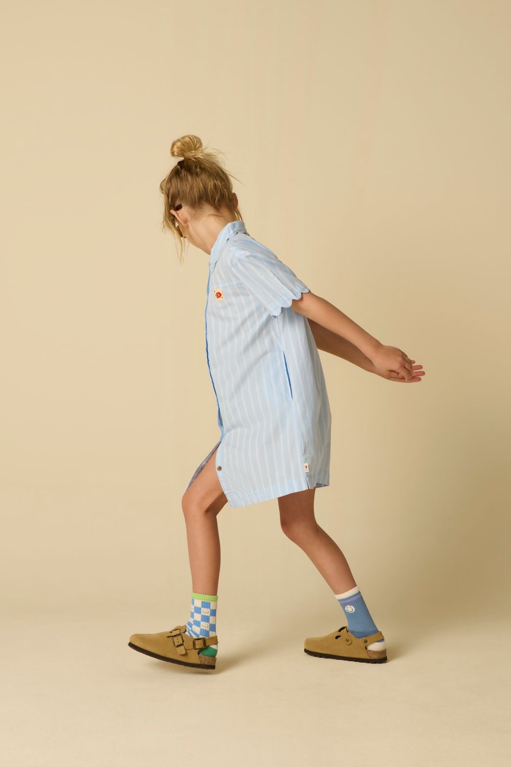 Gestreiftes Kleid - hellblau