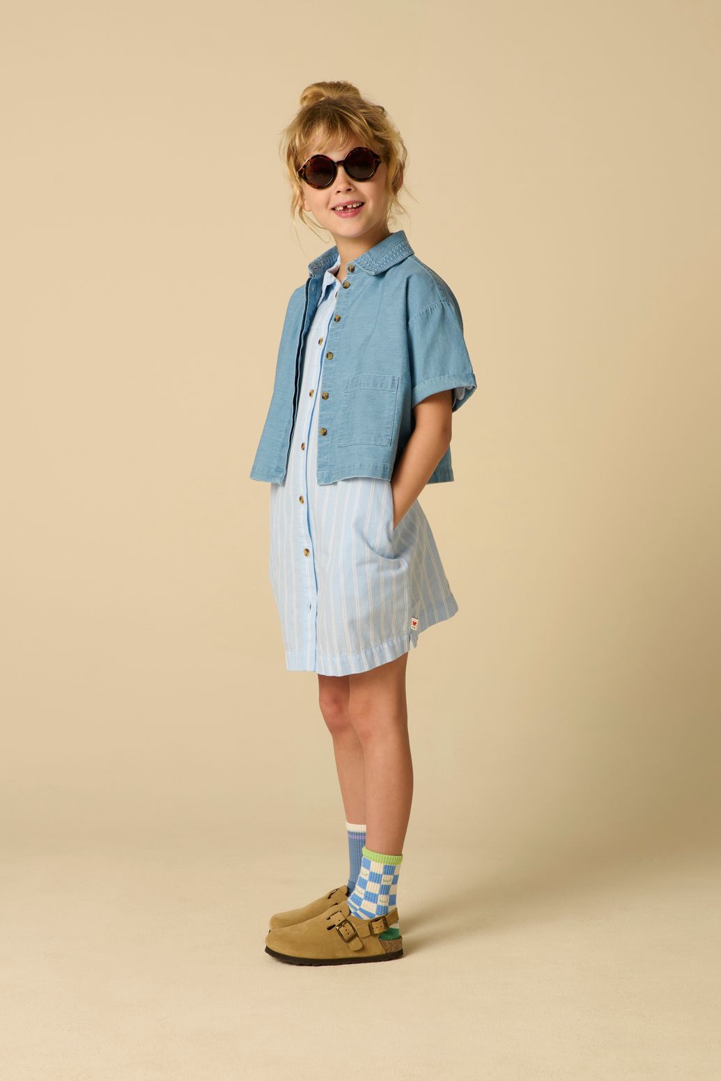 Gestreiftes Kleid - hellblau
