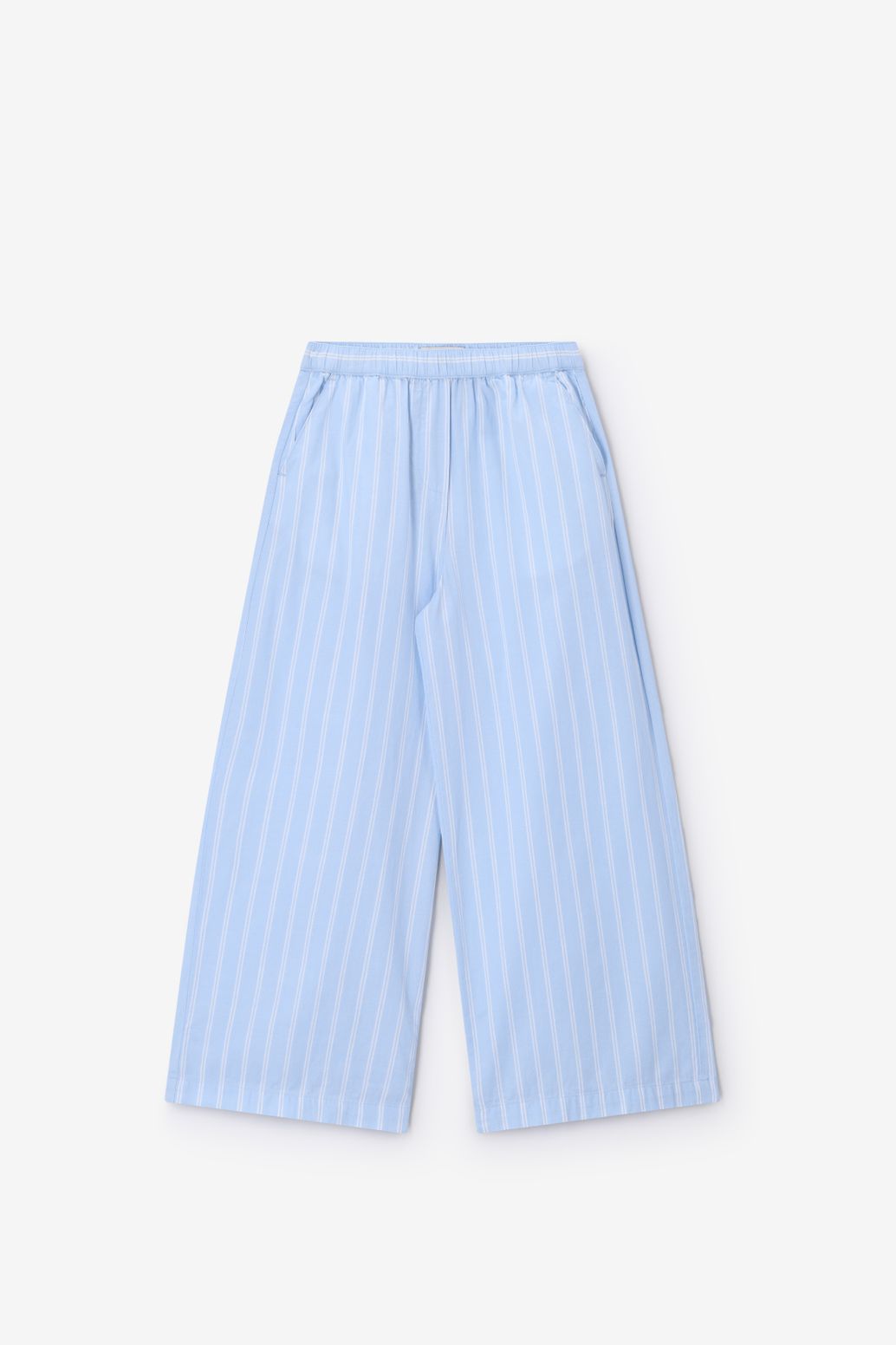 Pantalon jambes larges à rayures - bleu clair
