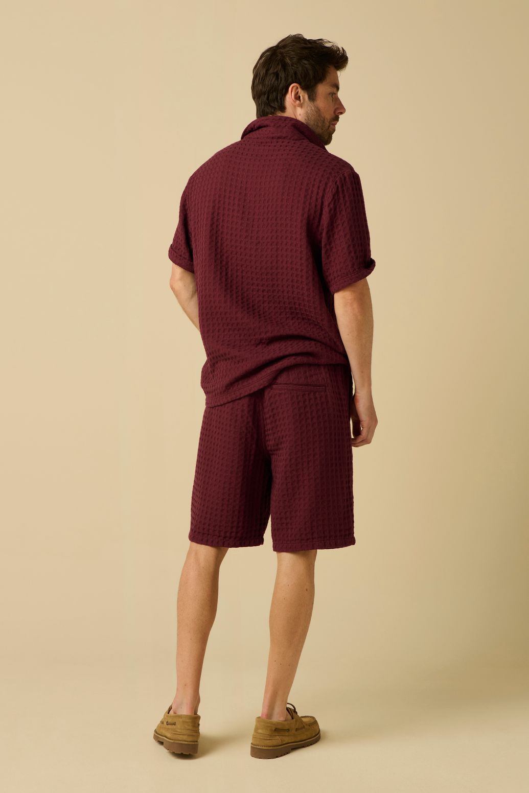 Donkerrode wafelstof short