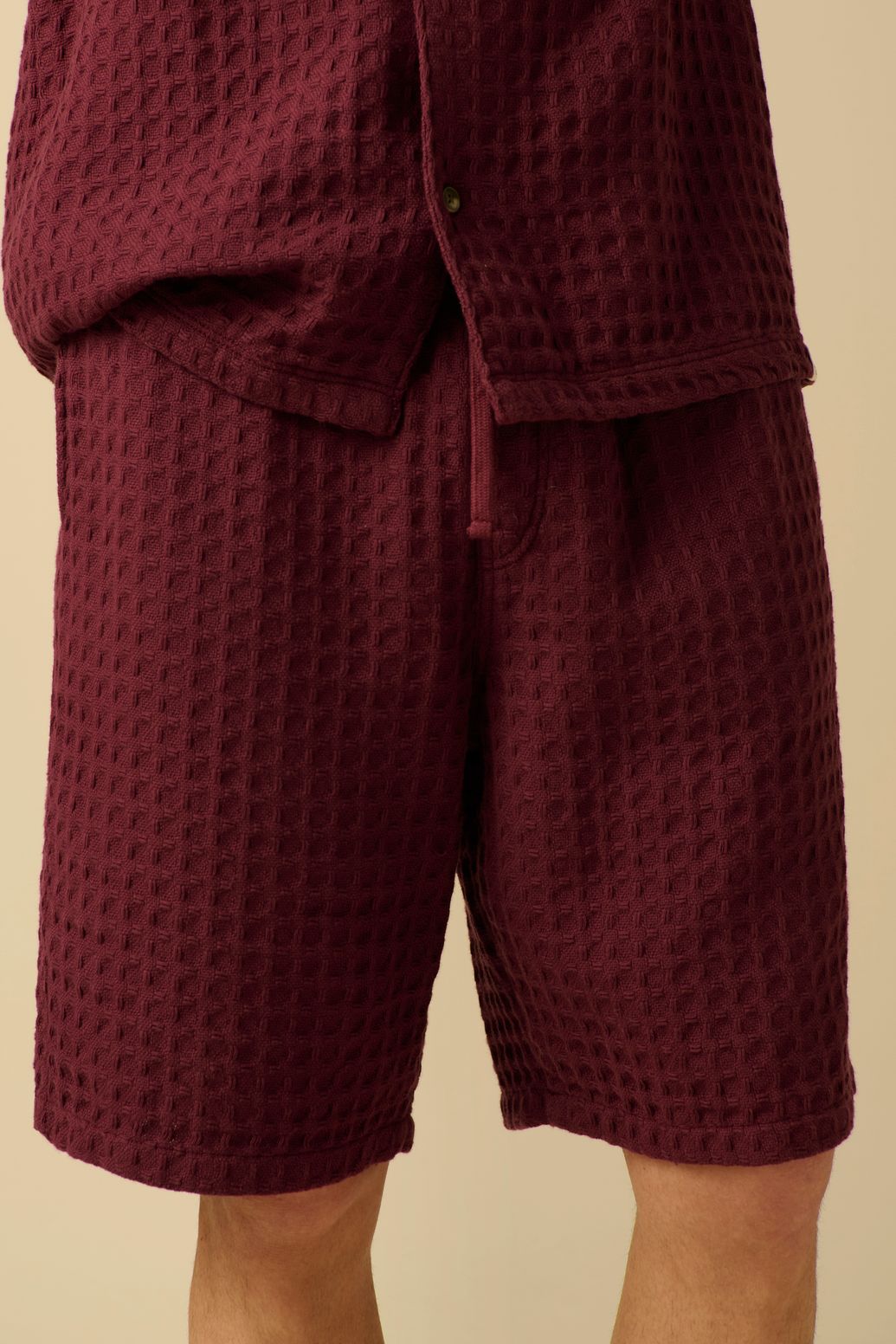Donkerrode wafelstof short