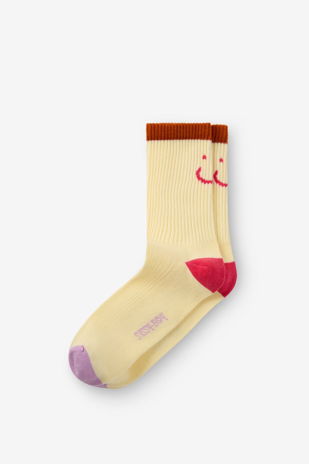 Socken mit Smiley - hellgelb