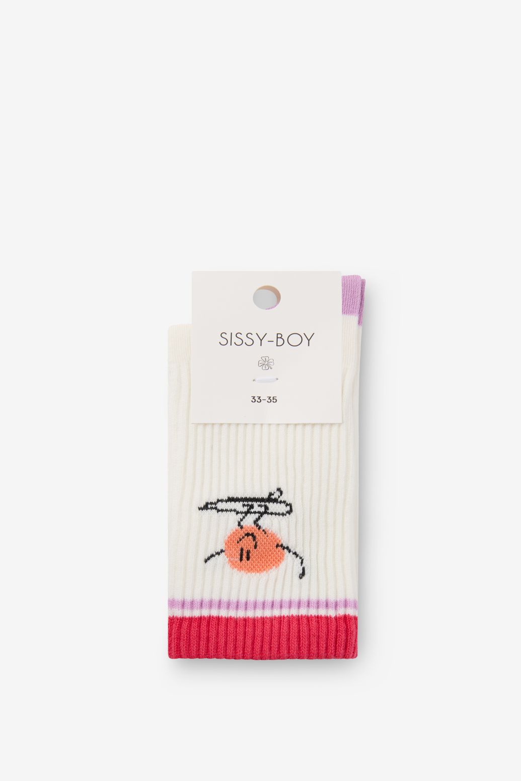 Socken mit Smiley - rot/weiß