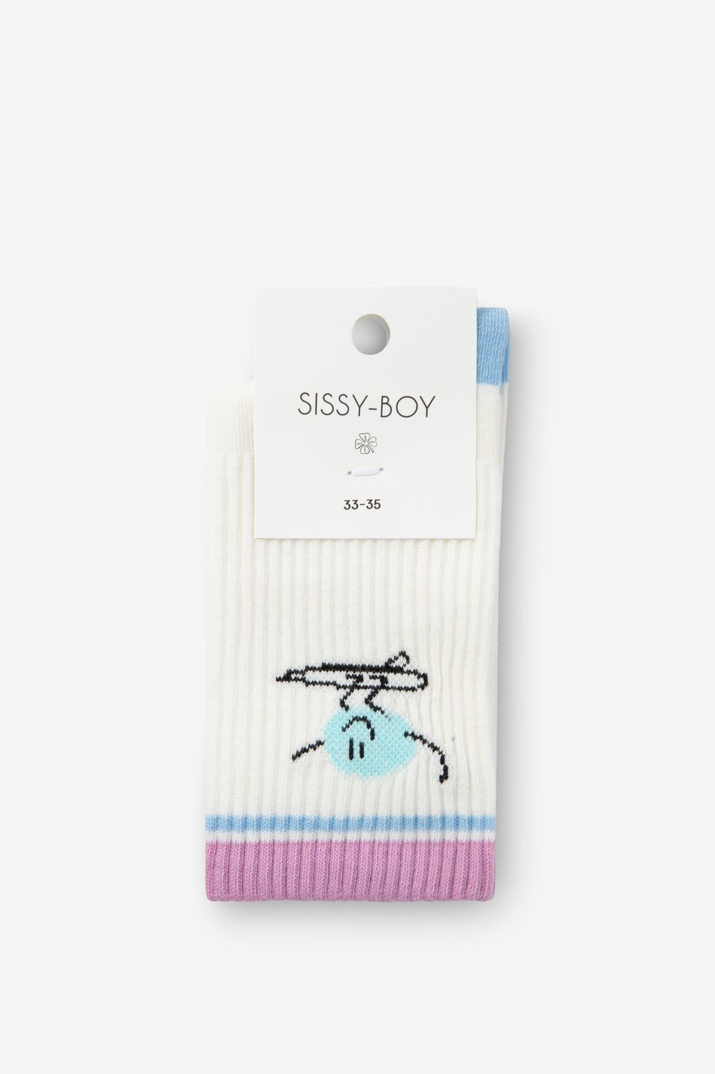 Socken mit Smiley - blau/weiß