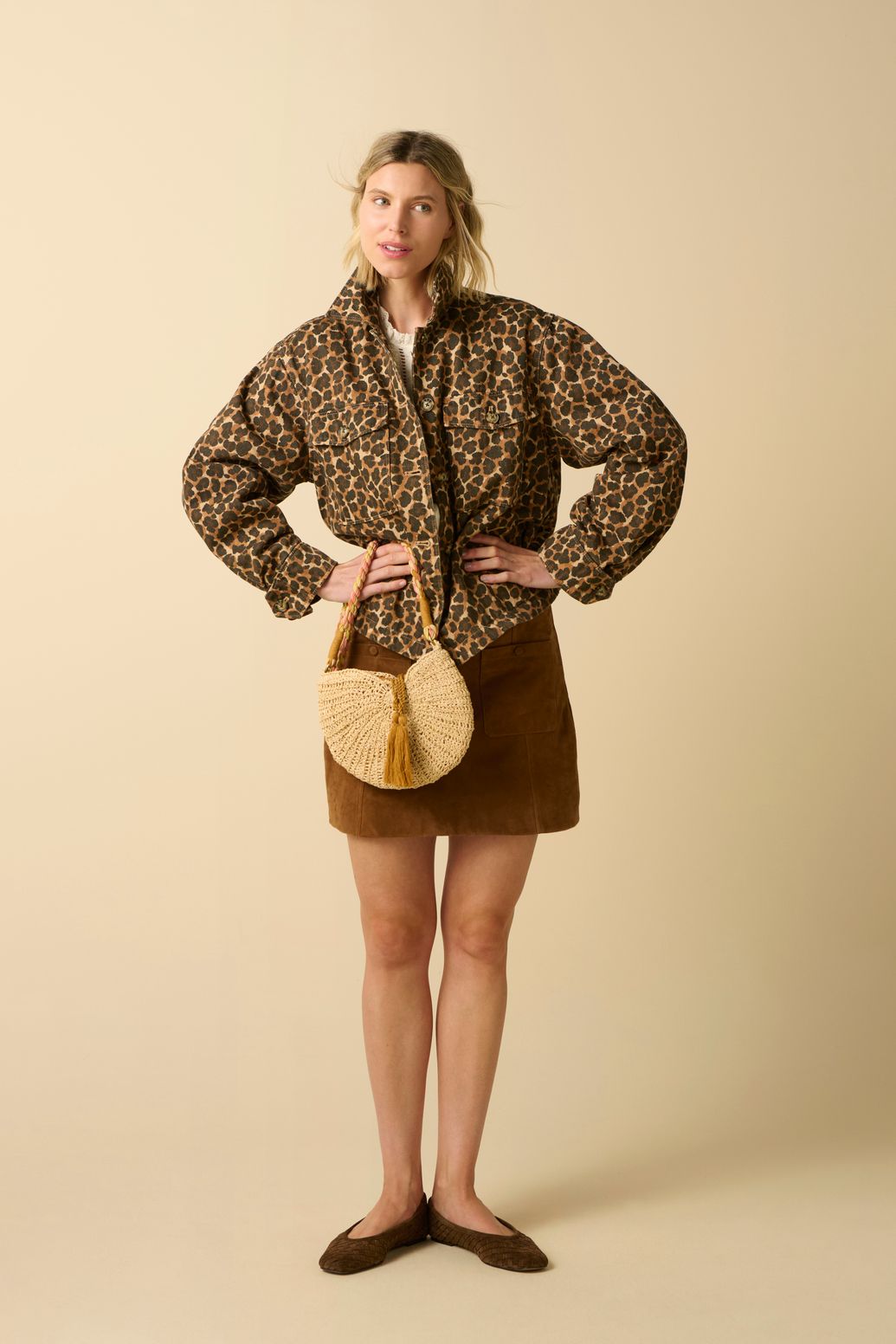 Jacke mit Leoprint - braun
