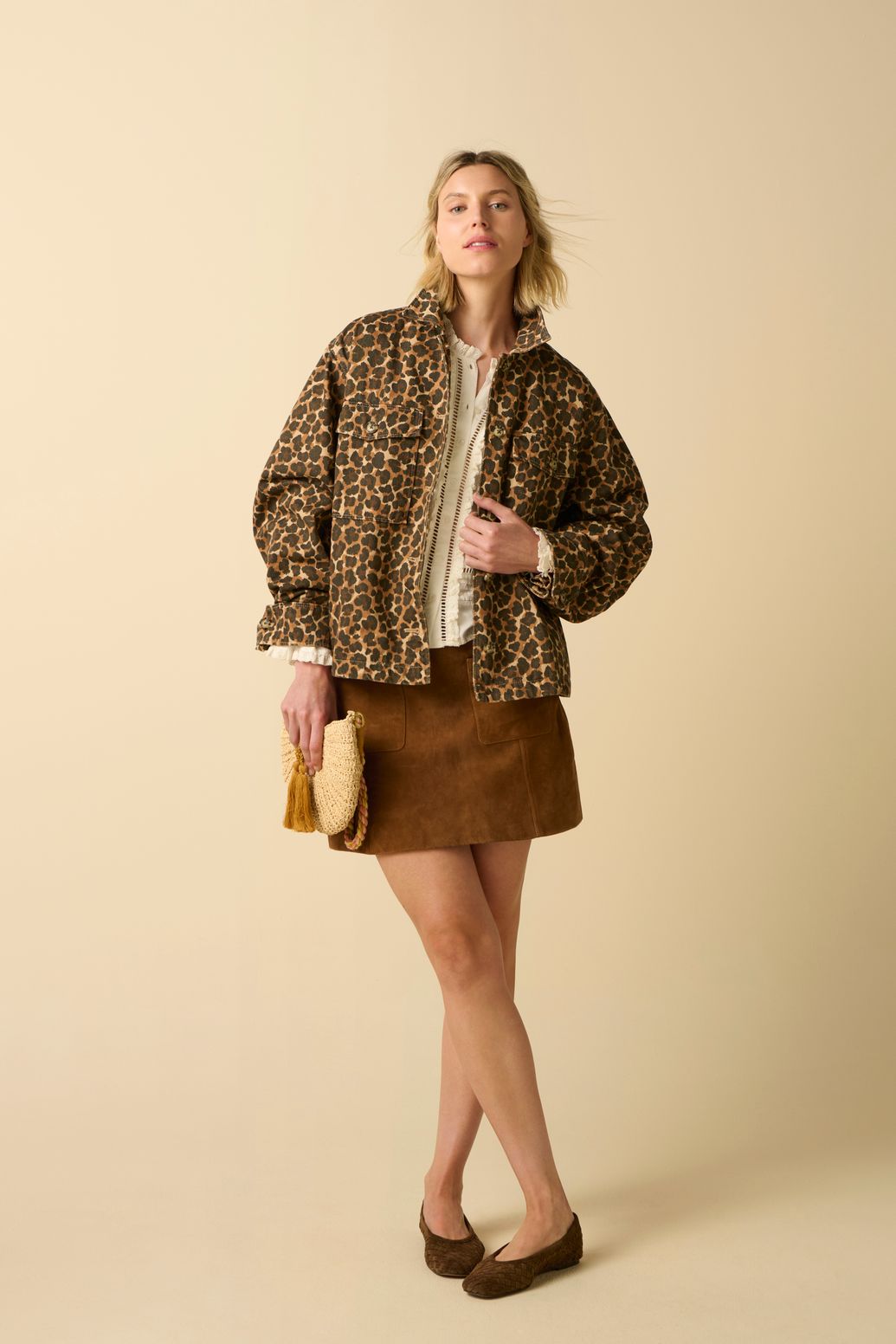 Jacke mit Leoprint - braun