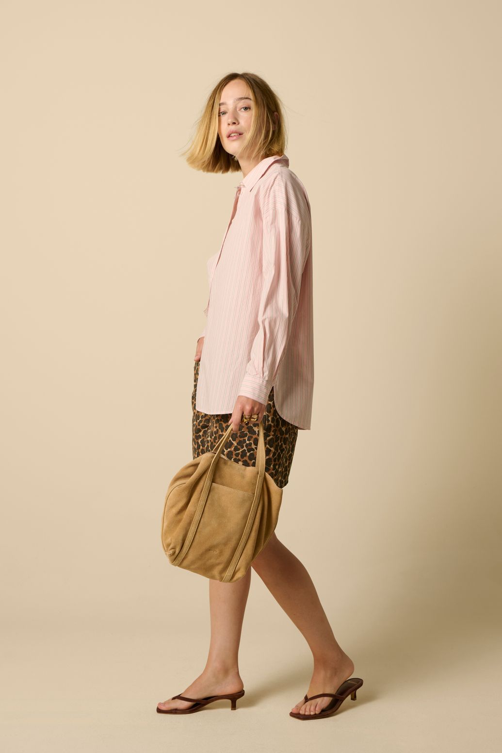 Shorts mit Leoprint - braun