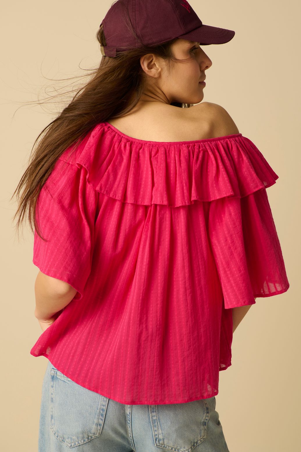 Top avec volants - rose foncé