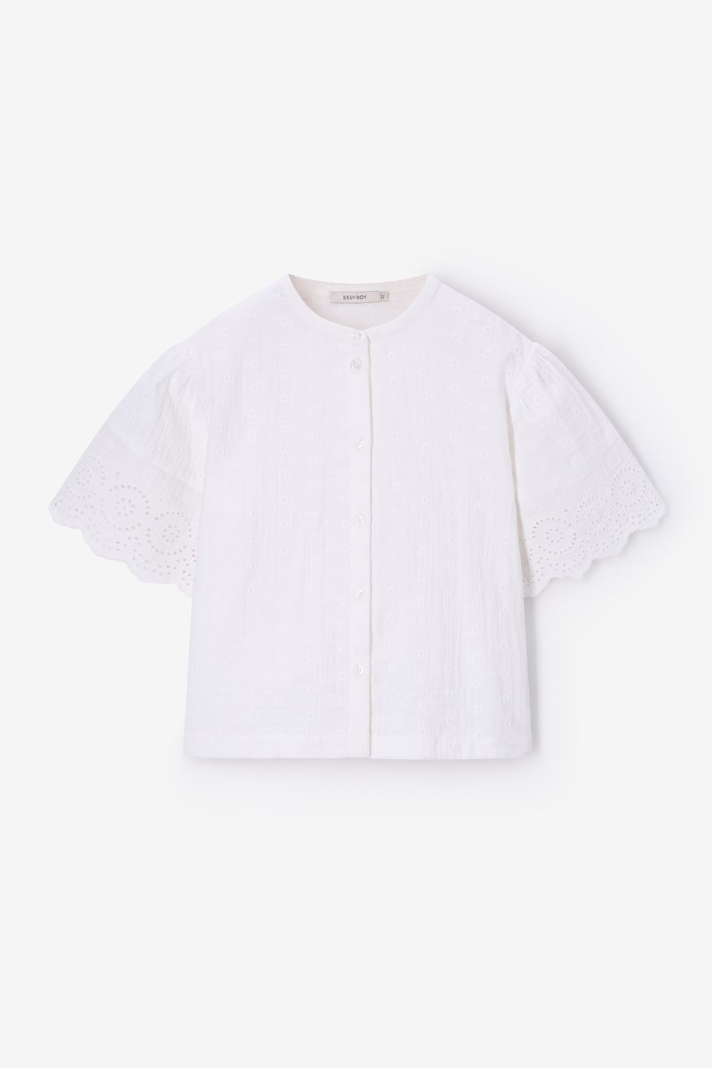 Bluse mit Anglaise-Stickerei - weiß