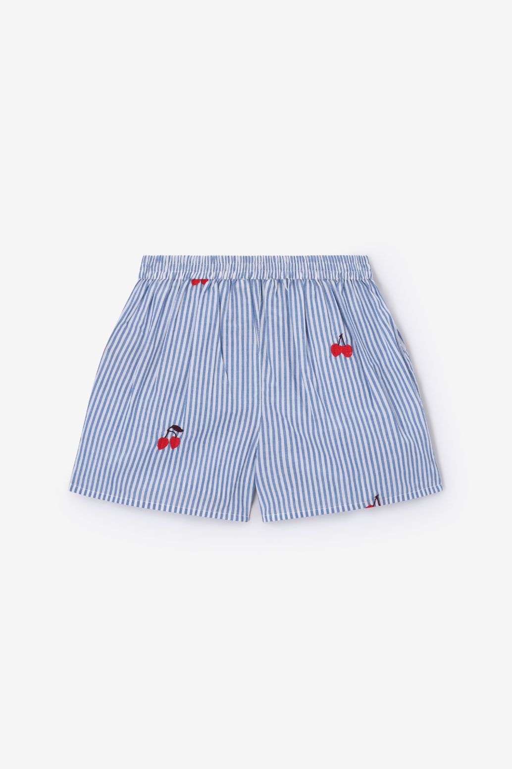 Gestreifte Shorts mit Stickerei - blau