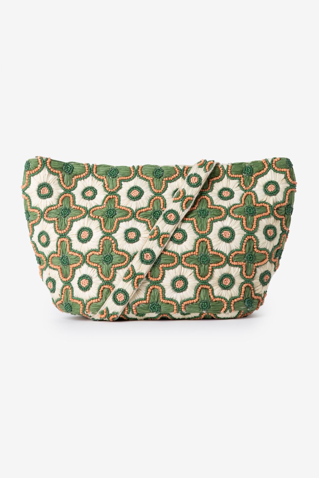 Sac en raphia avec broderies - vert