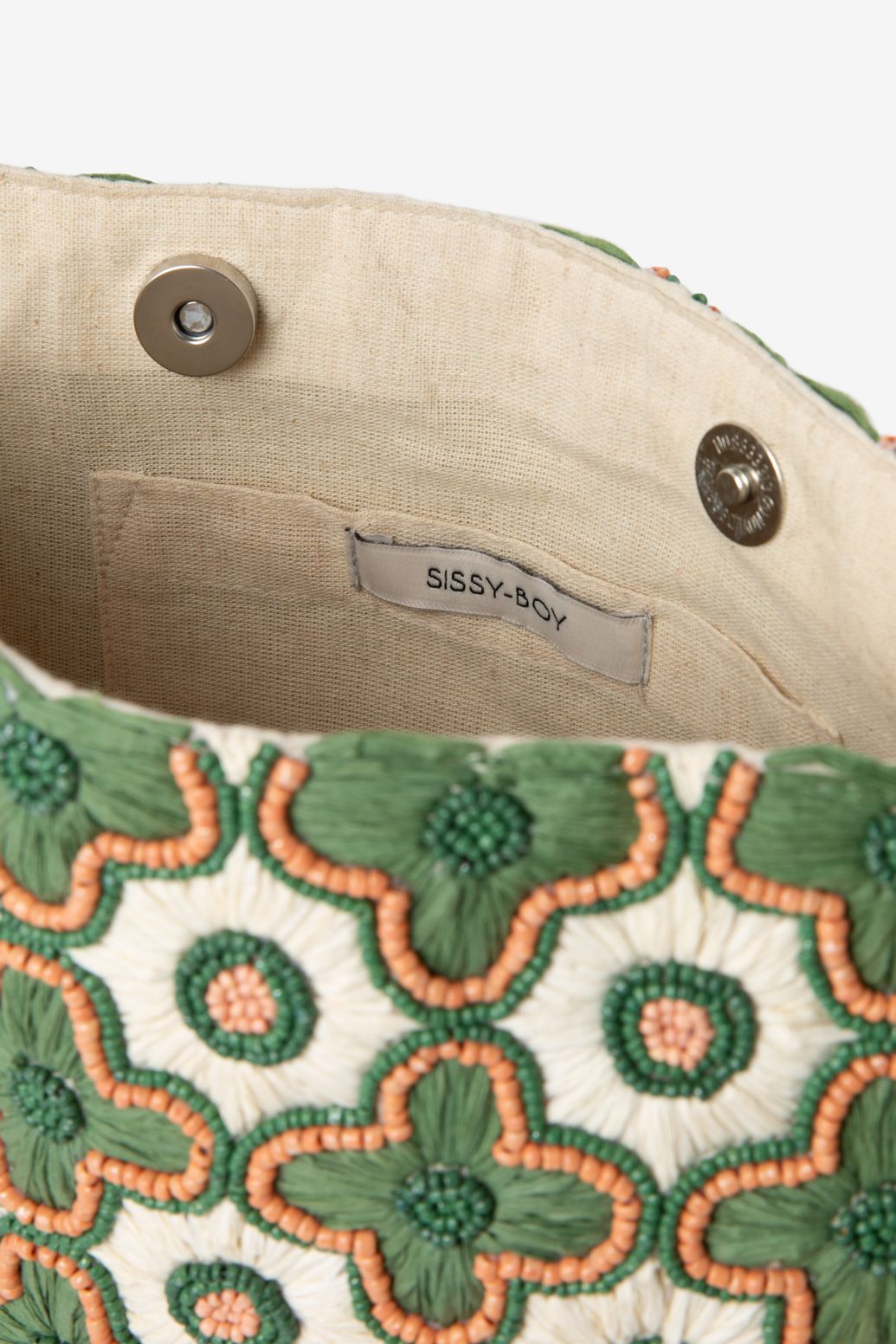 Sac en raphia avec broderies - vert