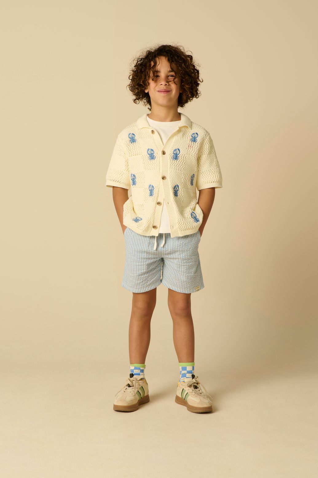 Chemise tricotée avec broderies - blanc