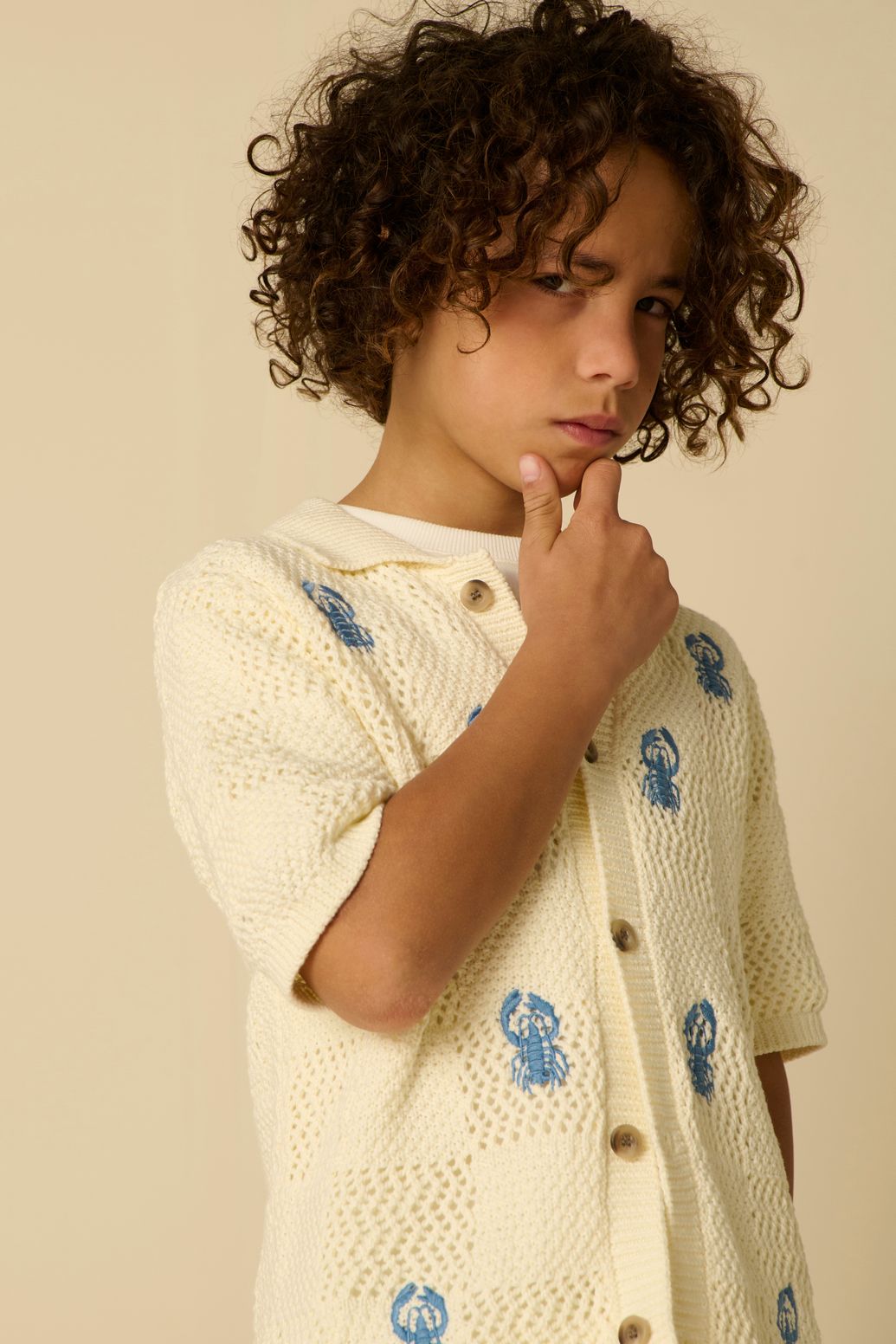 Chemise tricotée avec broderies - blanc