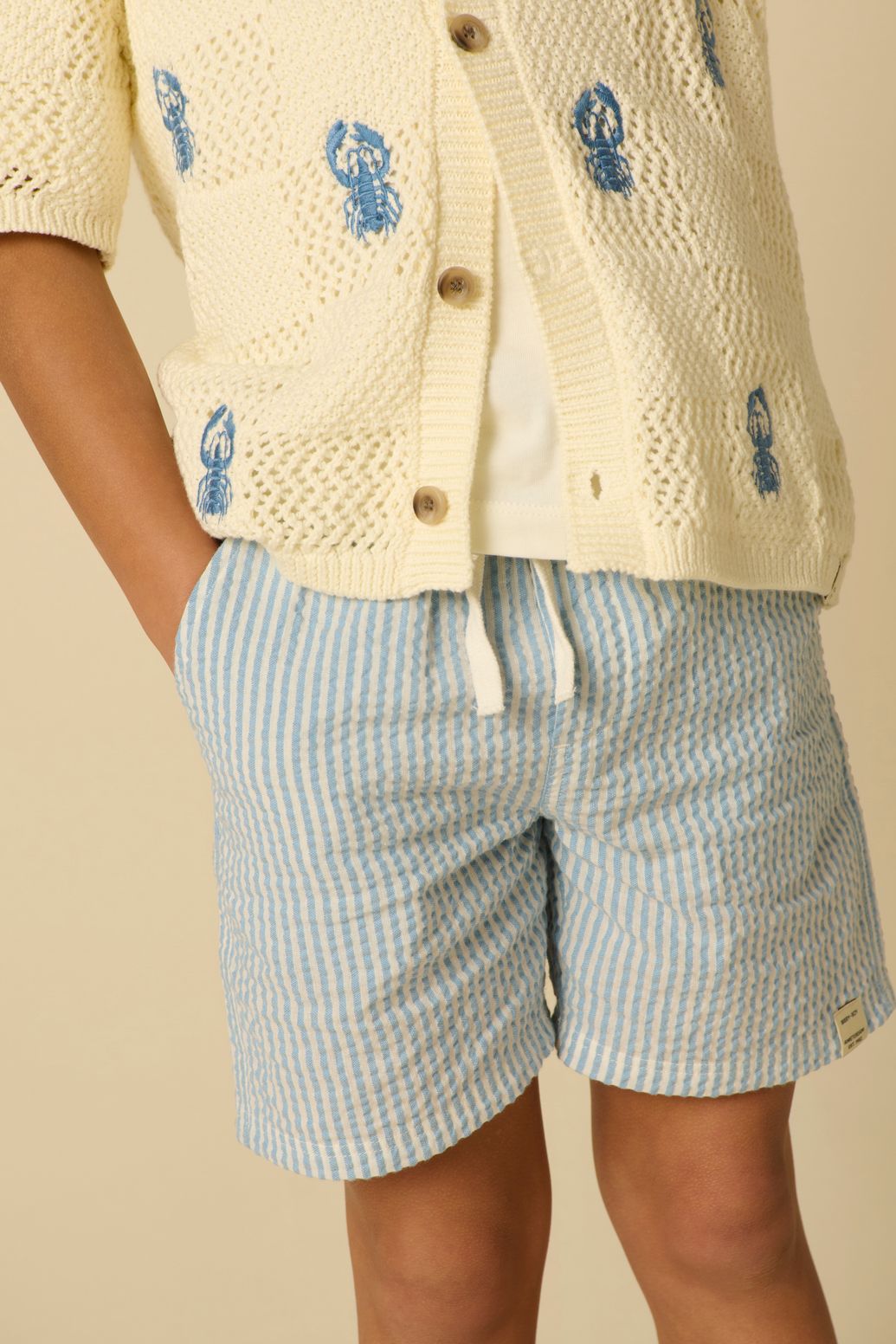 Chemise tricotée avec broderies - blanc