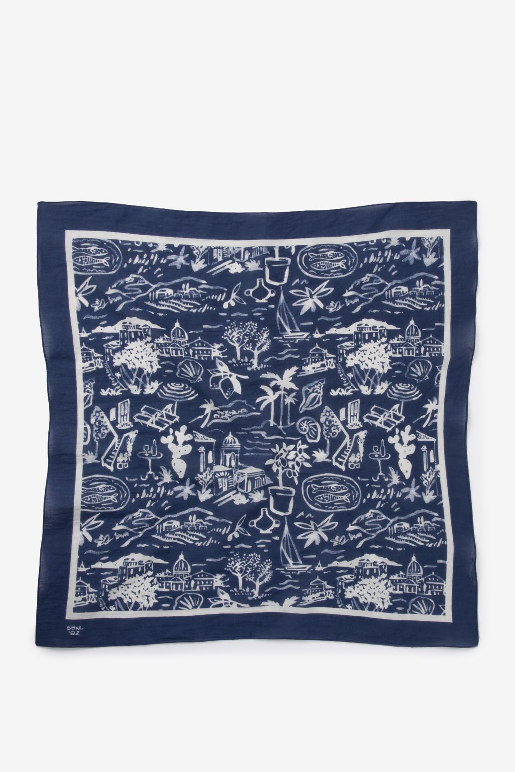 Foulard avec imprimé paysage - bleu