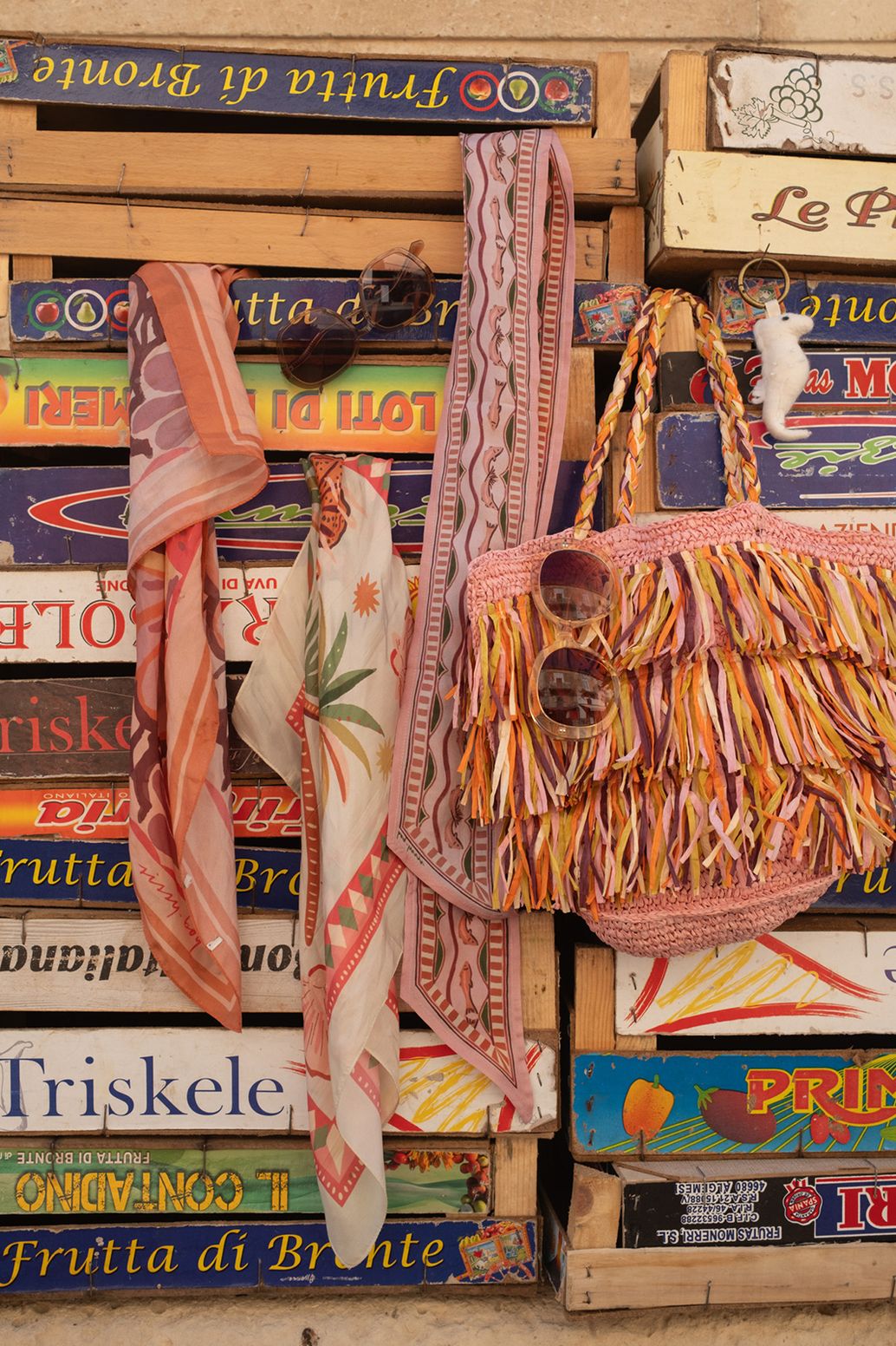 Sac avec franges - rose