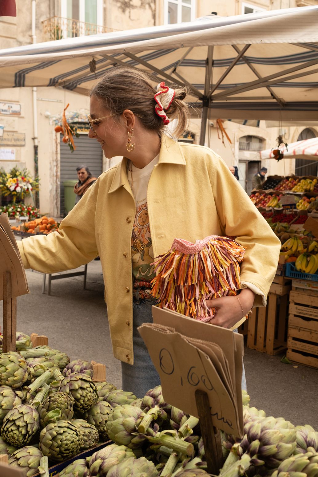 Sac avec franges - rose