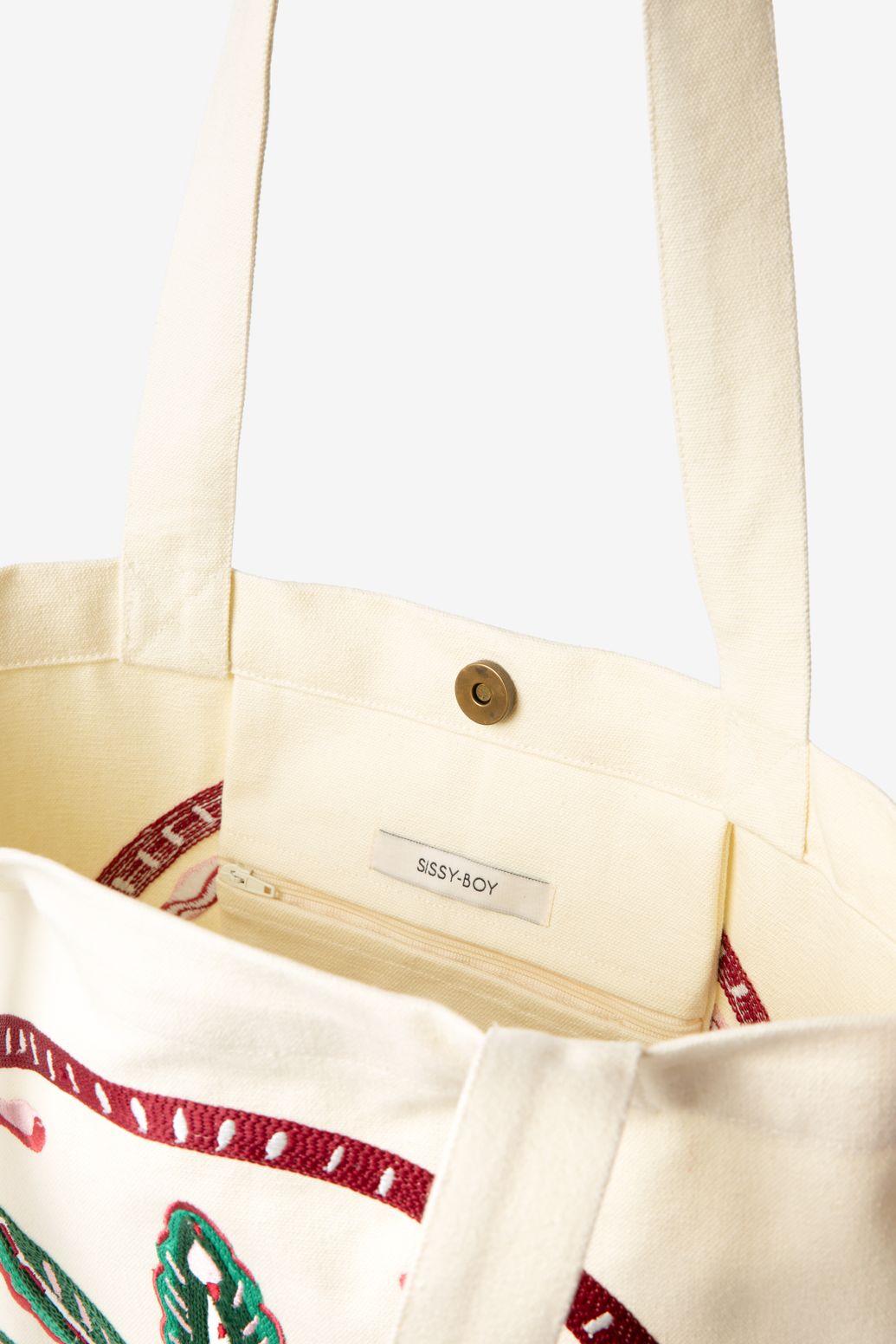 Lichtgele canvas shopper met palmboom