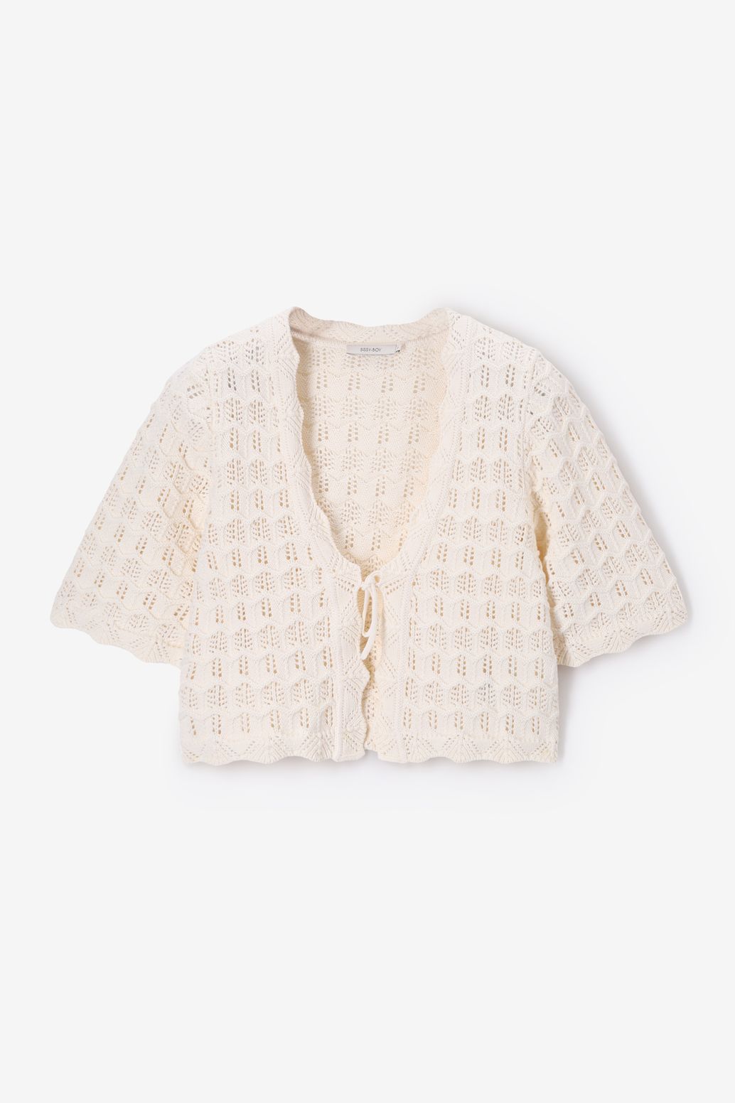 Ajour-Strickjacke - weiß