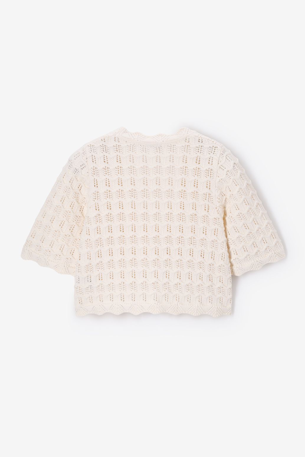 Ajour-Strickjacke - weiß