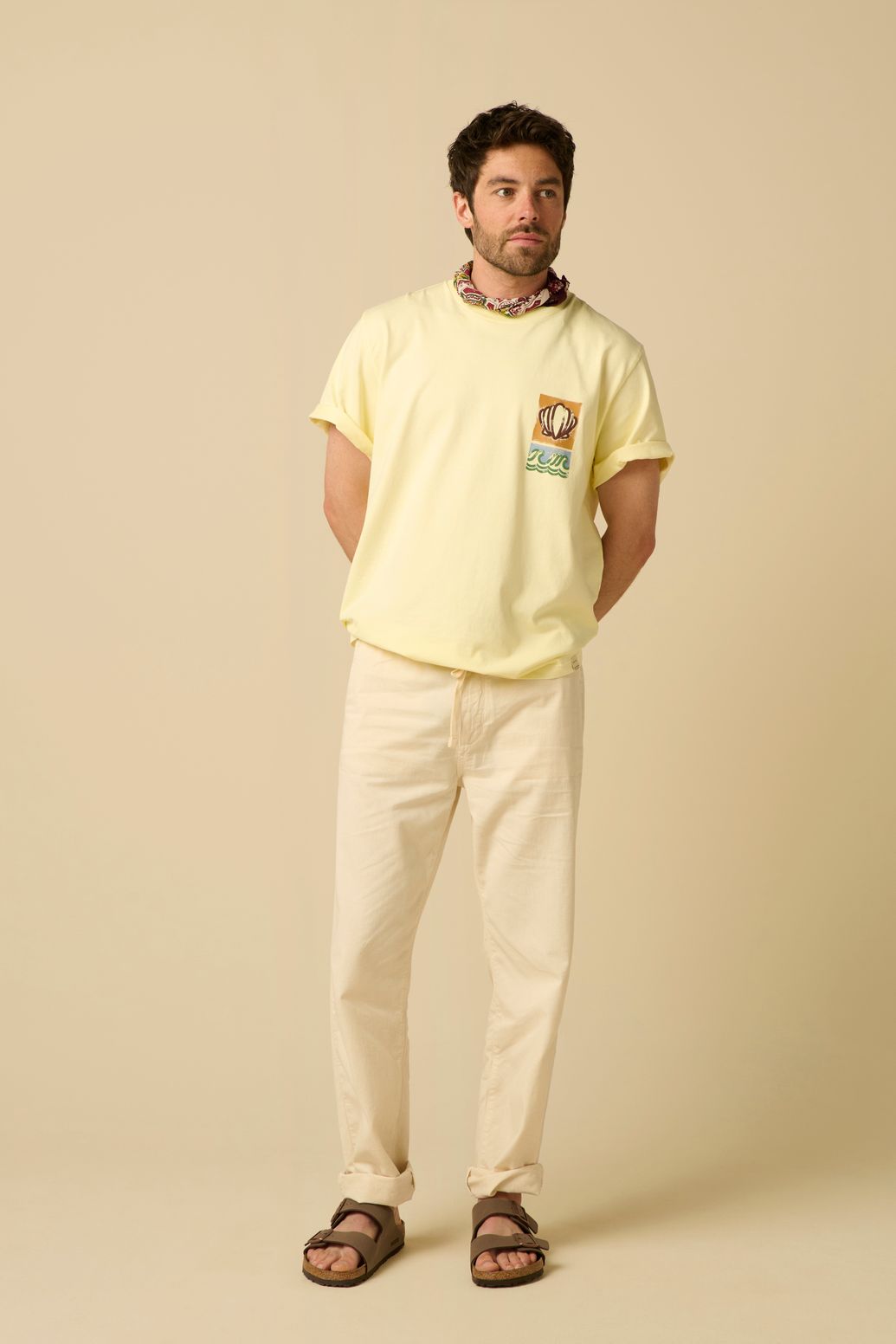 Chino mit mittelhoher Taille - weiß