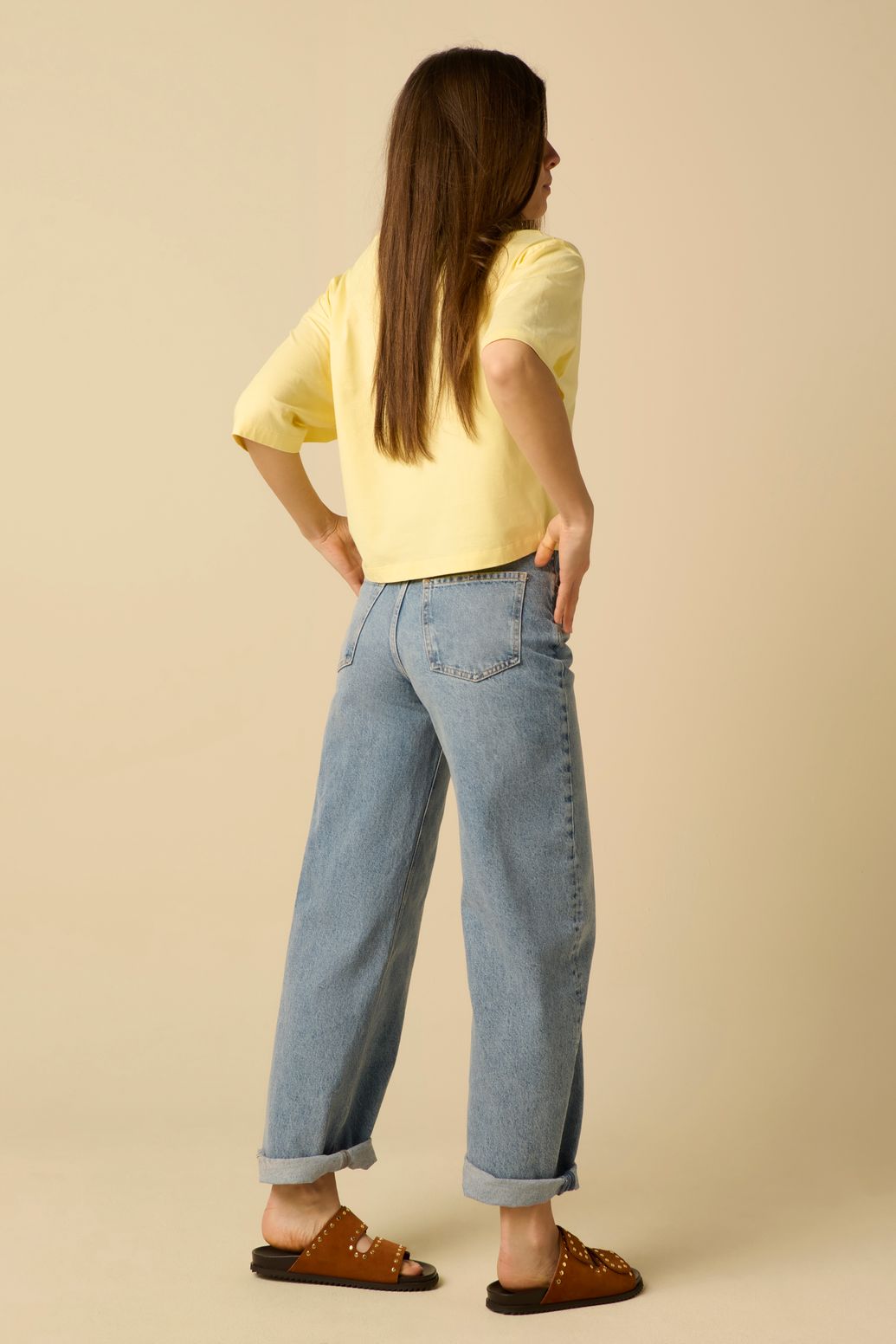 Geel boxy T-shirt