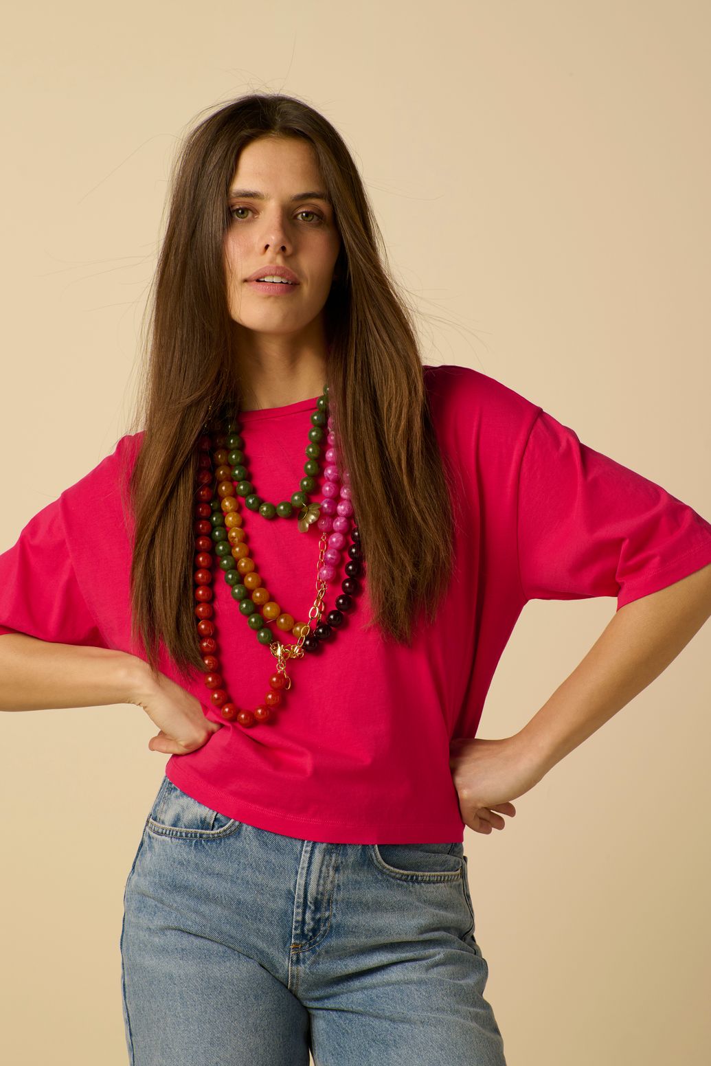 T-shirt boxy - rose foncé