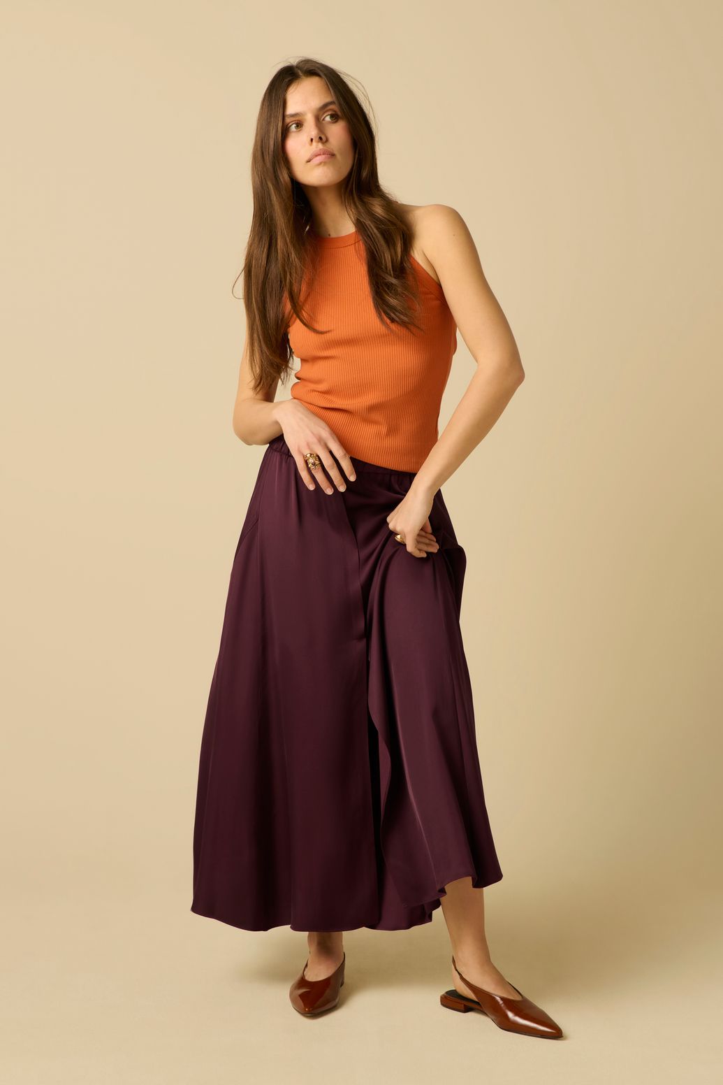 Donkeroranje halter singlet