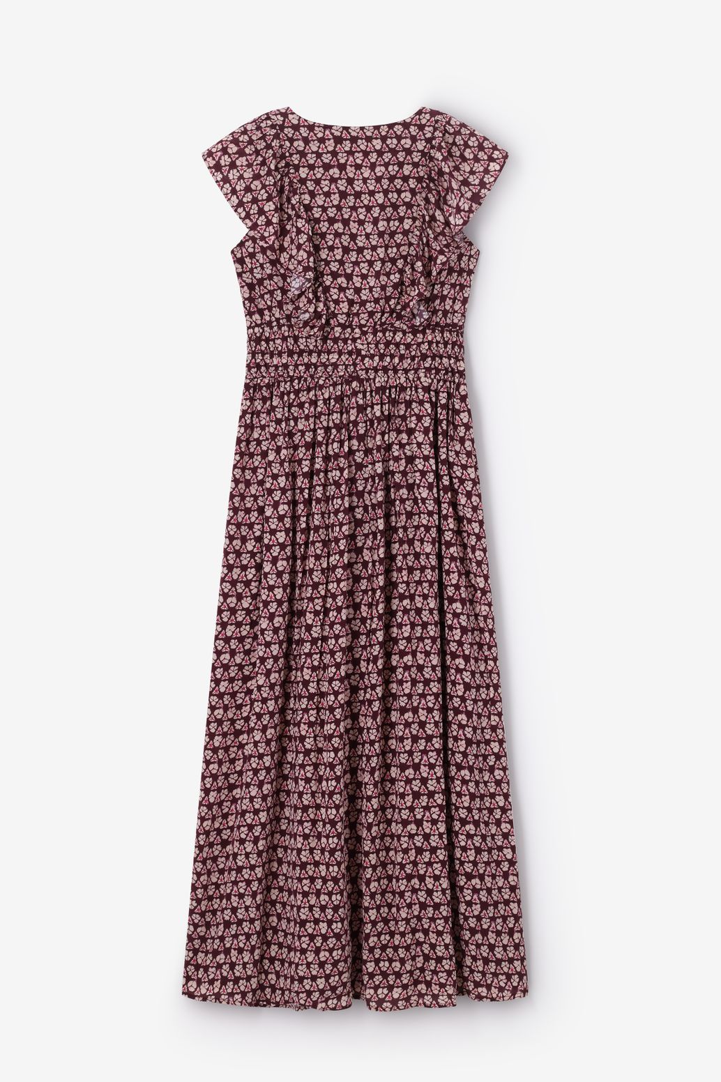 Donkerrode maxi jurk met ikat print