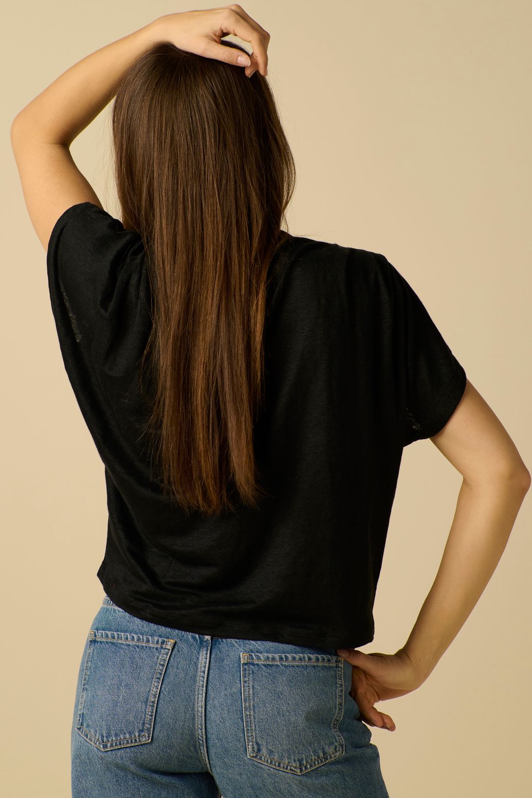 Kastiges Leinen-Shirt - schwarz