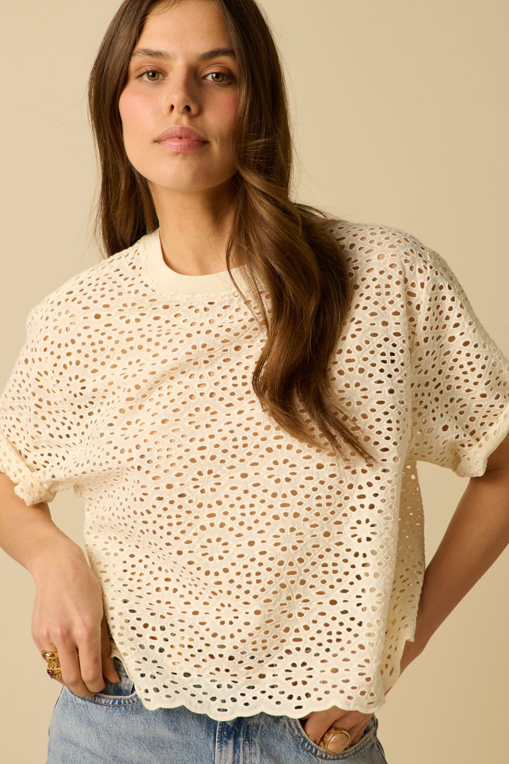 T-shirt avec broderie - blanc