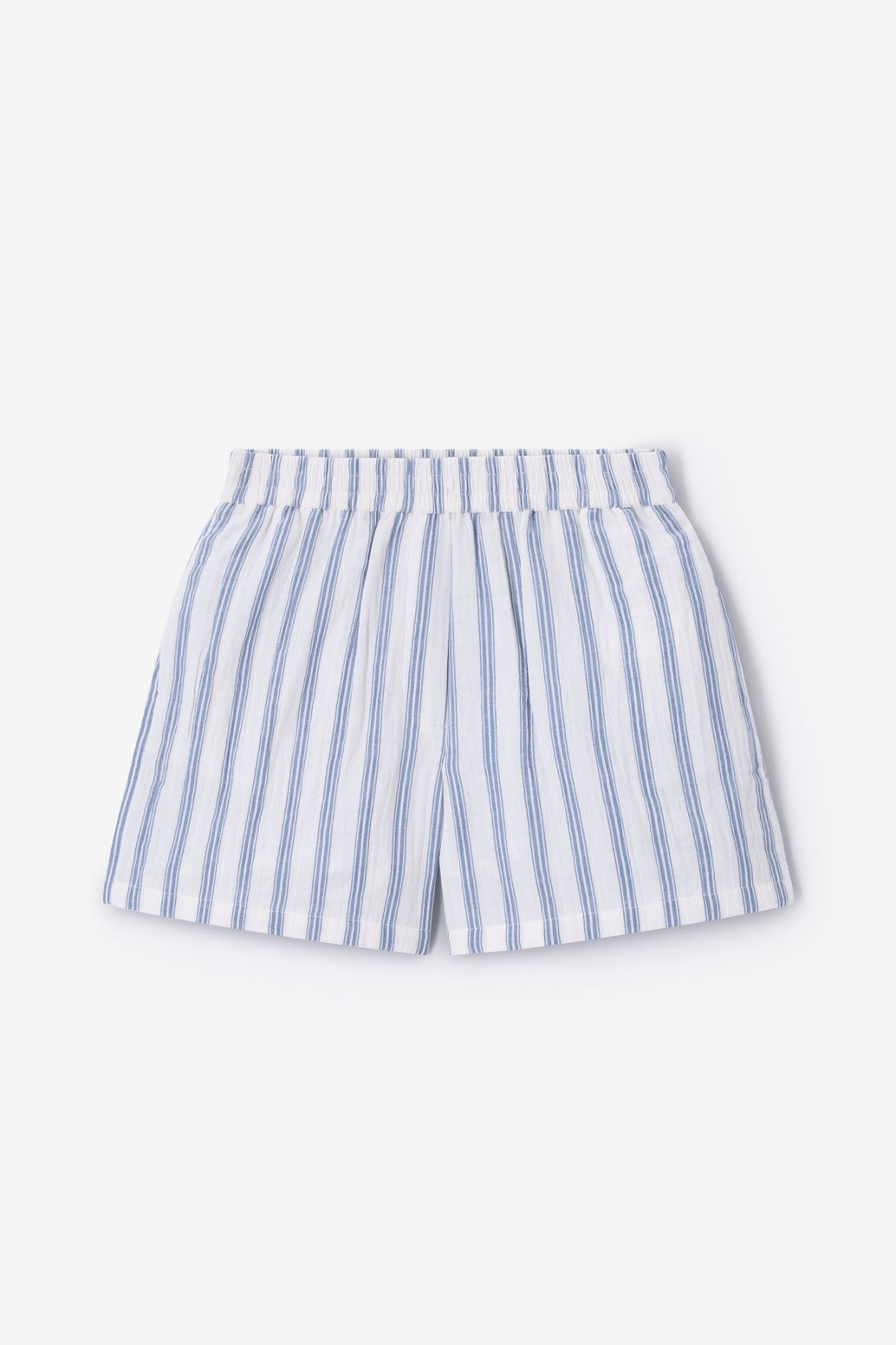 Short rayé en mousseline - blanc