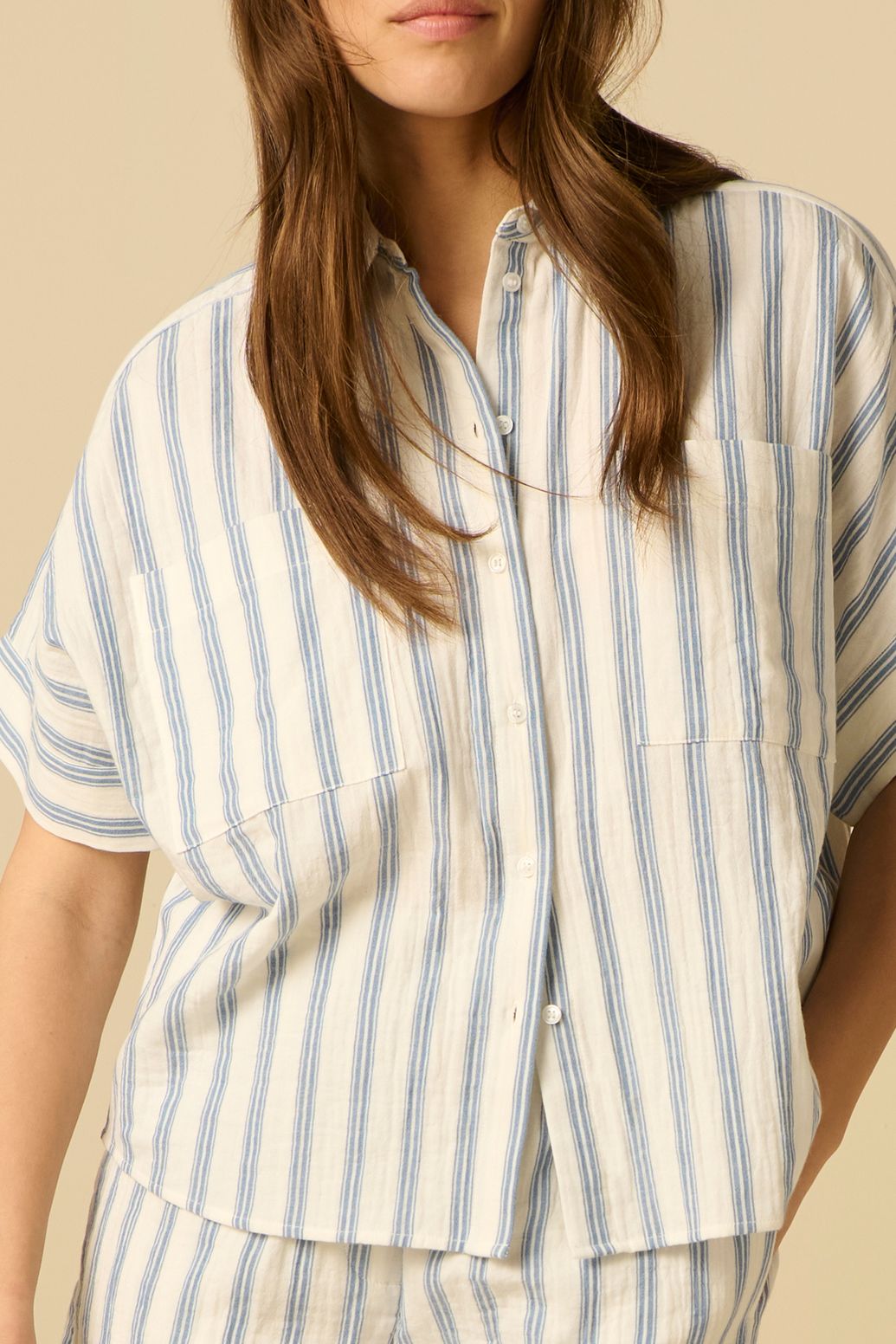 Blouse rayée en mousseline - blanc