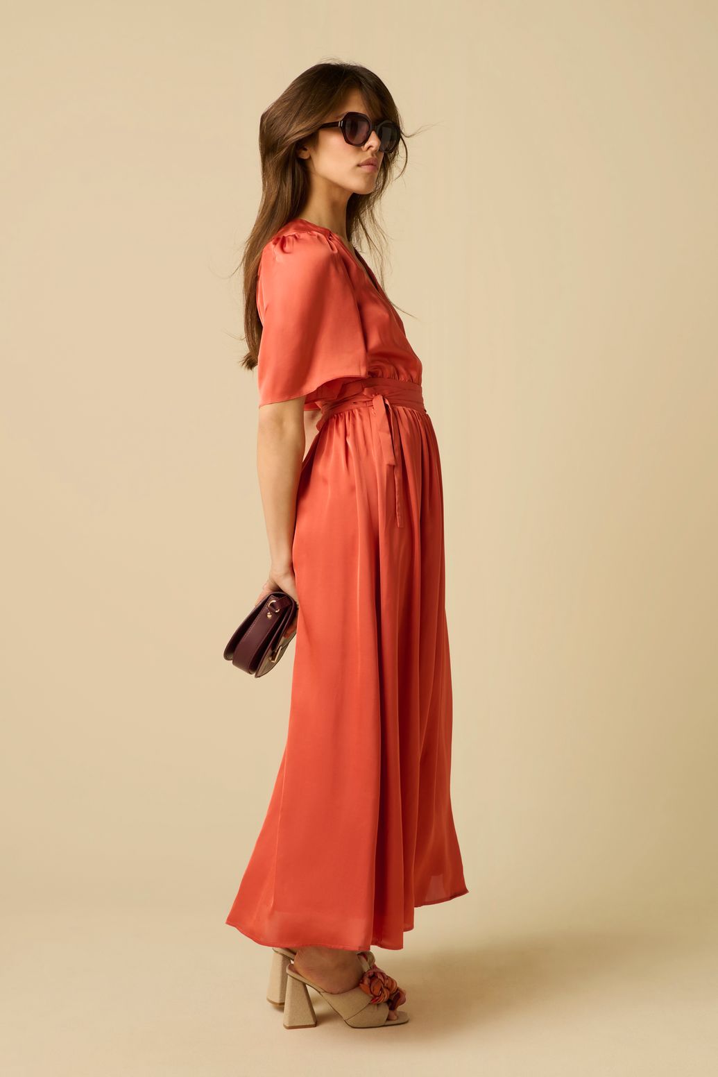 Maxi-Wickelkleid - hellrot
