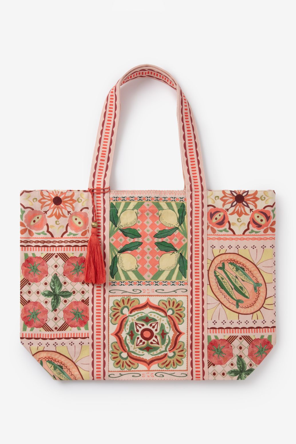 Lichtroze shopper met print