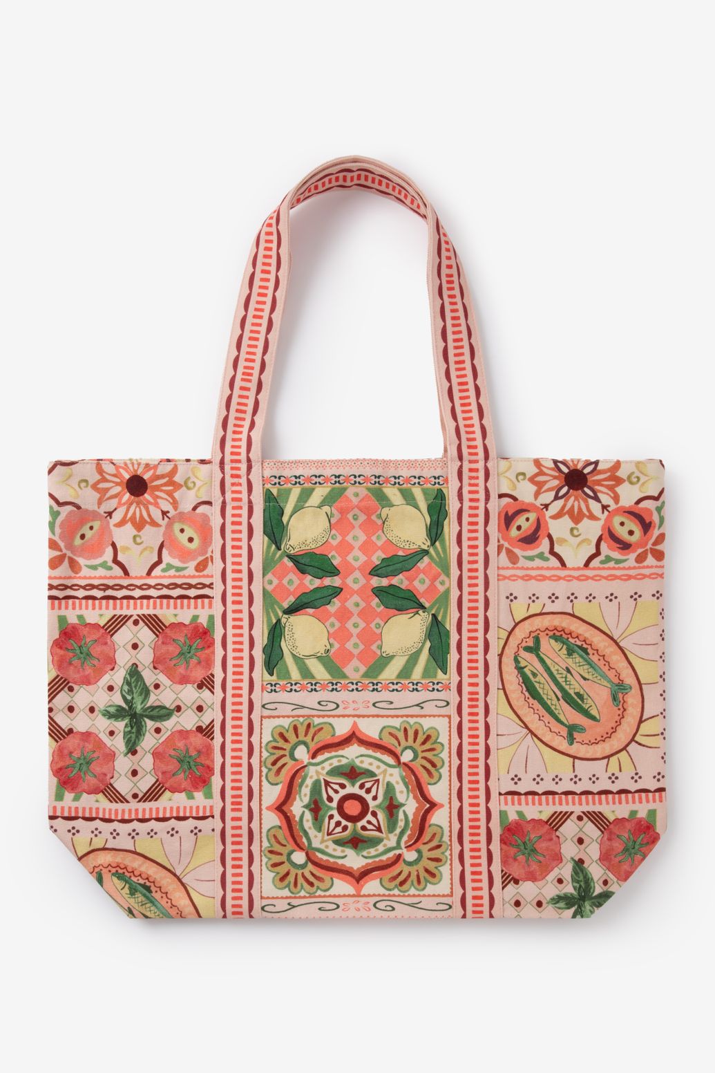 Lichtroze shopper met print