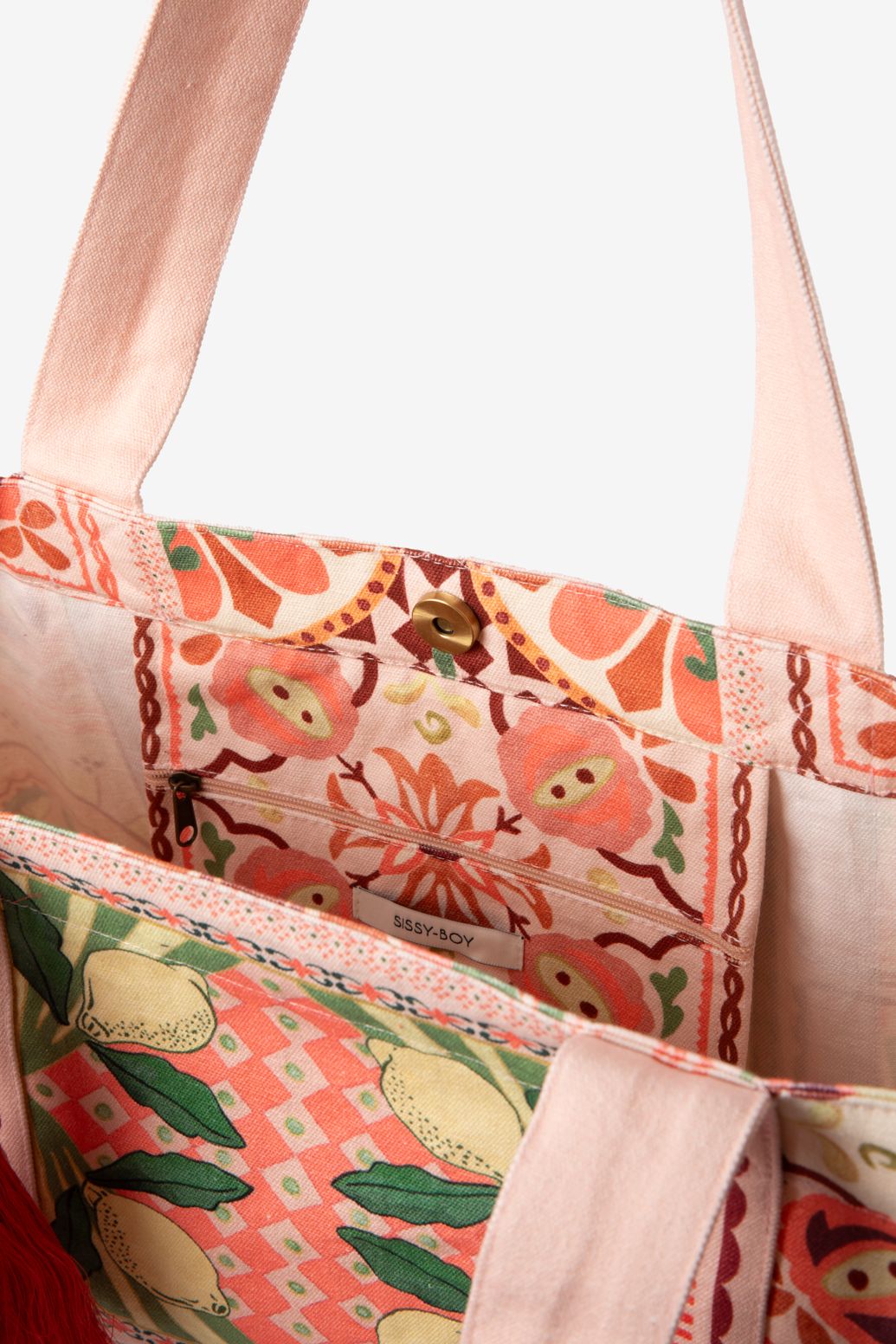 Lichtroze shopper met print