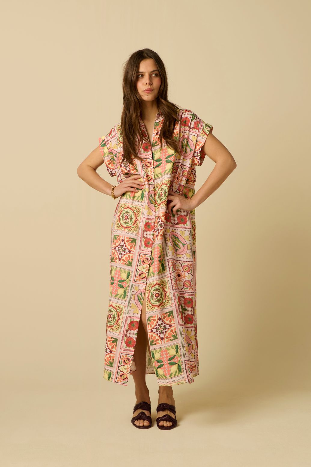 Multicolour maxi jurk met print