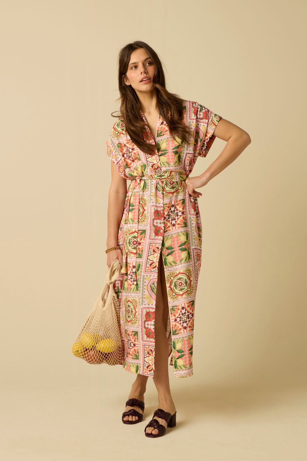 Multicolour maxi jurk met print