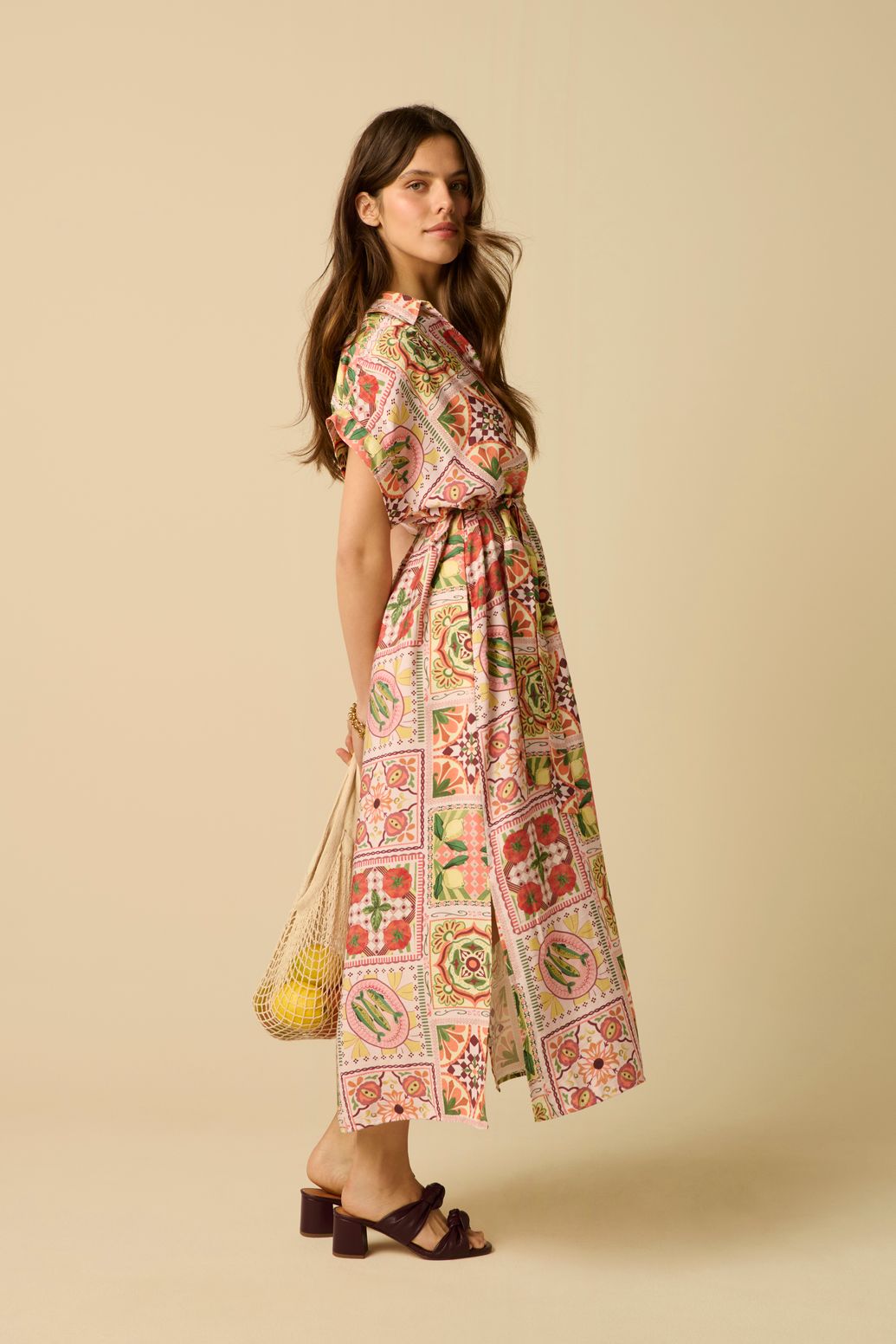 Multicolour maxi jurk met print
