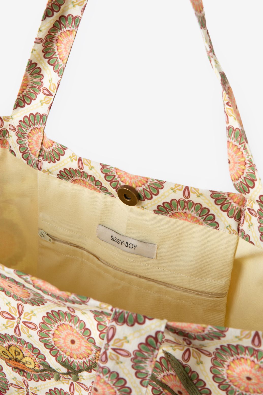 Canvas-Shopper mit Blumenmuster large - hellgelb