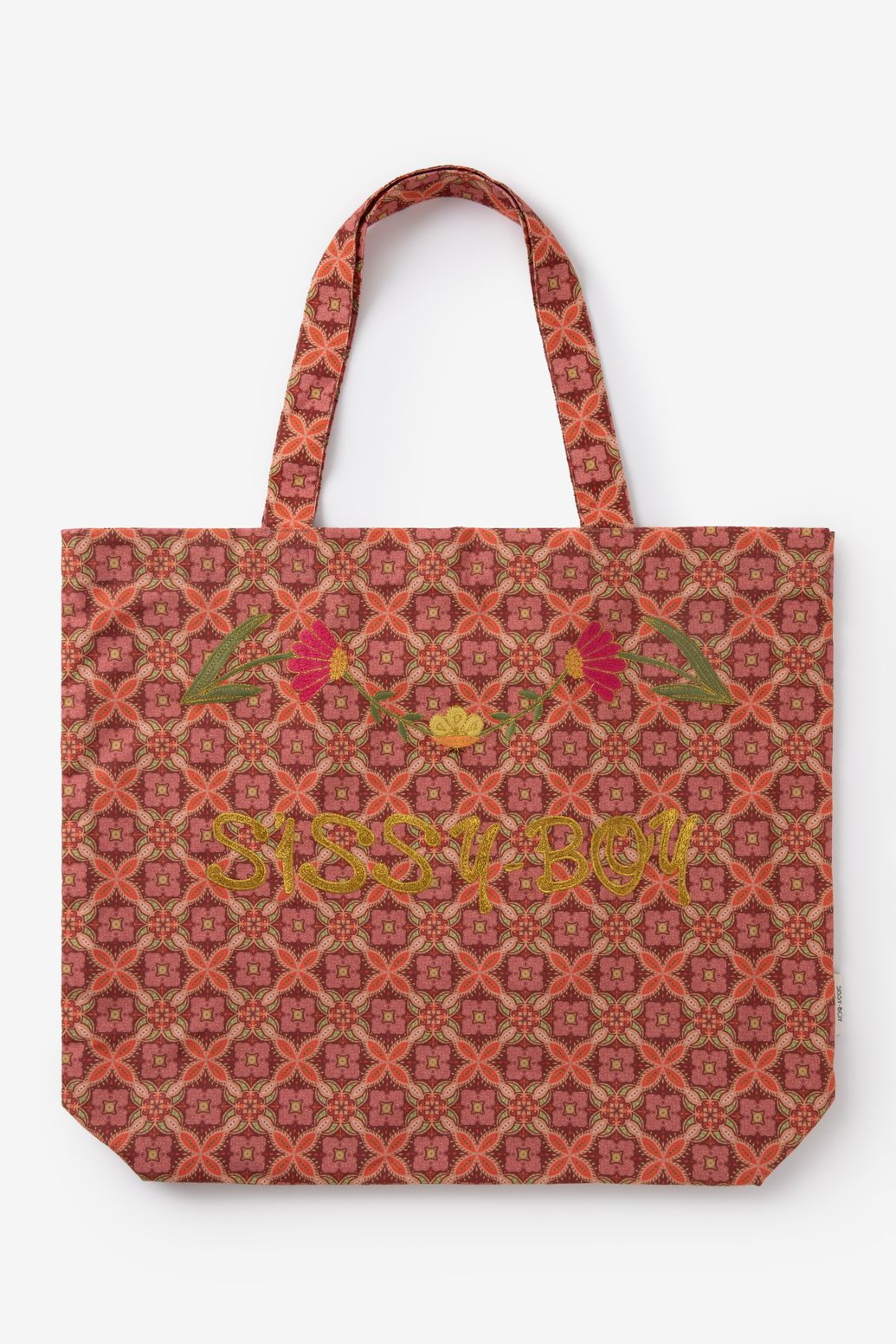 Shopper mit Blumenmuster large - dunkelrot